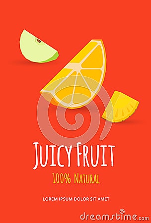 Juicy fruits poster Vector Illustration