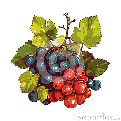 Juicy grape bunches ripe Vector Illustration