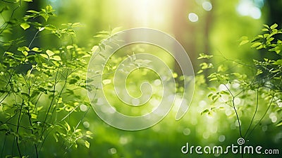 Juicy green nature background, leaves and grass, bokeh style, blurred background. Stock Photo
