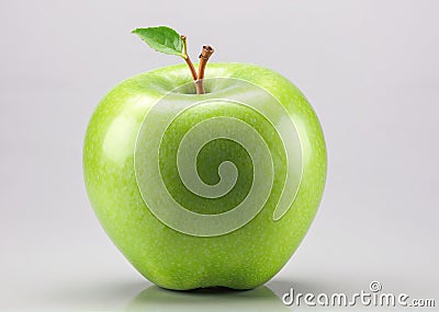 Juicy green whole apple isolated on white background - very shiny apple Cartoon Illustration