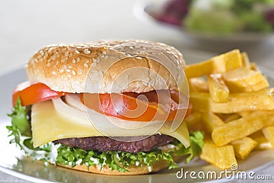 Juicy hamburger meat Stock Photo