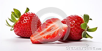 Juicy isolated strawberry sliced on a white background , concept of Freshness Stock Photo