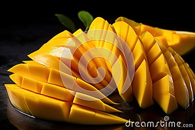 Juicy Mango slices fruit. Generate Ai Stock Photo