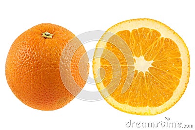 Juicy Orange fruit and cross section Stock Photo