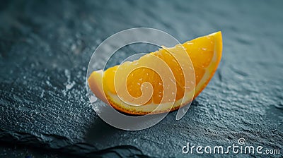 Juicy orange slice on dark background Stock Photo