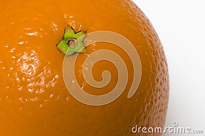 Juicy orange with textured skin closeup lies on a white background Stock Photo