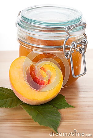 Juicy peach jam Stock Photo