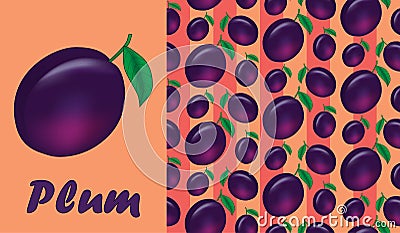 Juicy plum pattern Vector Illustration