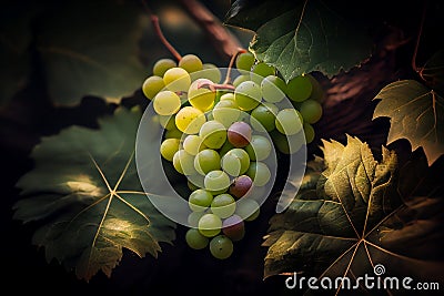 Juicy and Plump Green Grapes on the Vine Food Photography Stock Photo
