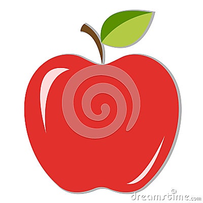 Jicy red ripe apple with leaf Vector Illustration