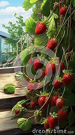 Juicy ripe beautiful red strawberries hang on a 1690446610292 7 Stock Photo