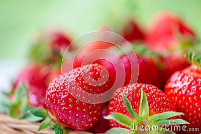 Juicy ripe strawberries in basket Stock Photo