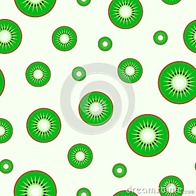 Juicy seamless pattern - slices of kiwi. Vector Illustration