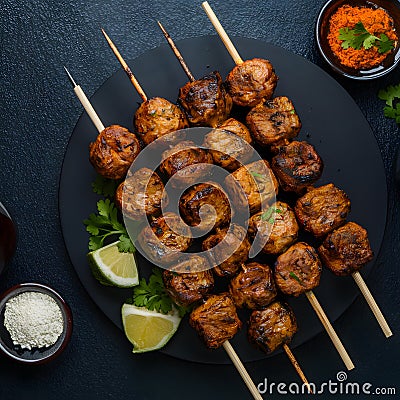 Juicy seekh kababs on skewers spiced and grilled to perfection Stock Photo