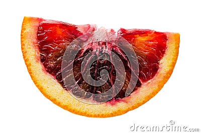 Juicy slice of Sicilian orange fruit isolated on white background Stock Photo