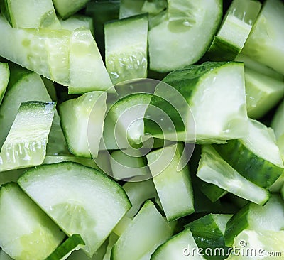 Juicy sliced pieces of cucumber Stock Photo