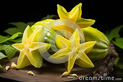 Juicy Star fruit carambola. Generate ai Stock Photo