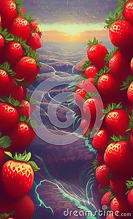 Juicy strawberries - abstract digital art Stock Photo