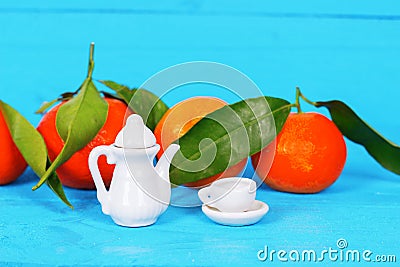 Juicy tangerines for morning tea Stock Photo