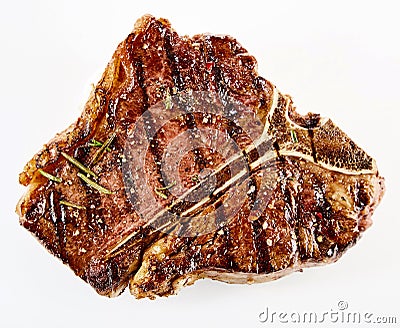 Juicy thick grilled T-bone beef steak Stock Photo