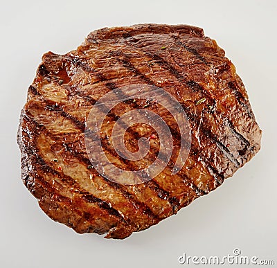 Juicy thick medallion of lean flank beef steak Stock Photo