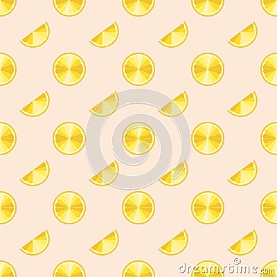 Juicy tropical print. Seamless pattern of yellow lemon slices Stock Photo