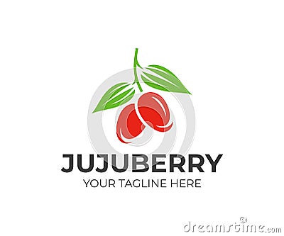Jujube fruit logo template. Unabi berry vector design Vector Illustration