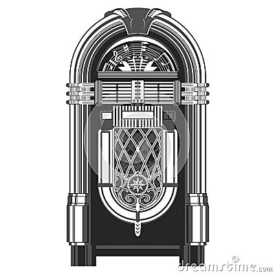 Jukebox - automated retro music-playing machine Vector Illustration