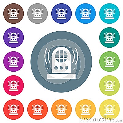 Jukebox flat white icons on round color backgrounds Vector Illustration