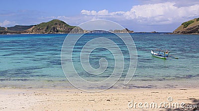 Jukung indonesian fishing boat at Kuta Lombok Stock Photo