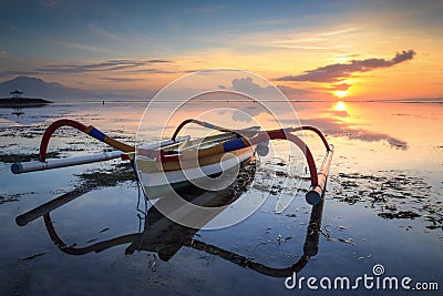 Jukung Traditional Bali Fishing Boat Stock Photo