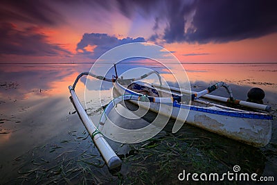 Jukung Traditional Bali Fishing Boat Stock Photo