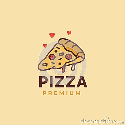 Cute pizza logo Mascot Vector Icon Illustration. Vector Illustration