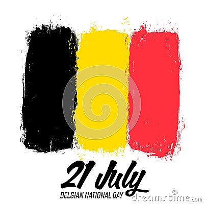 `21 Juli Nationale feestdag van BelgiÃ«` - 21 of July Belgian Independence Day, banner with grunge brush Vector Illustration