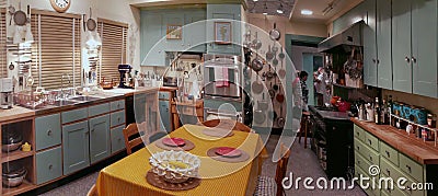 Julia Child's Kitchen at the Smithsonian in Panorama Editorial Stock Photo