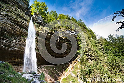 Pericnik waterfall in Julian Alps in Slovenia Stock Photo