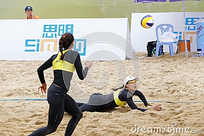 Juliana diving to save the ball Editorial Stock Photo