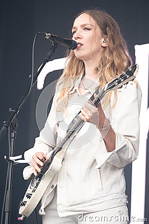 Juliette Jackson of The Big Moon performing at Latitude Festival 2023 in Henham Park, England. Editorial Stock Photo