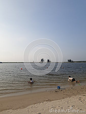 29 July 2022, Ancol, Jakarta, Indonesia - the beach area of Lagon Ancol, the garden of dreams Editorial Stock Photo