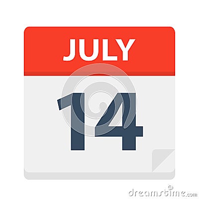 July 14 - Calendar Icon Stock Photo