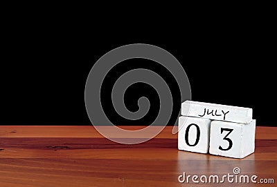 3 July calendar month. 3 days of the month. Stock Photo