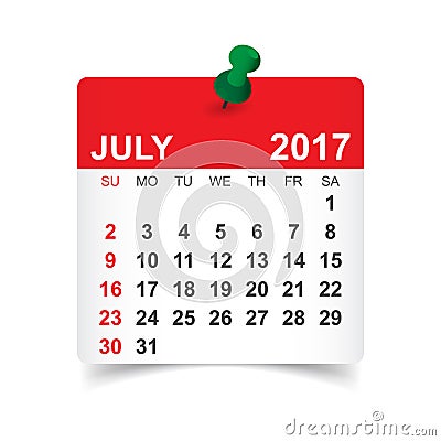 July 2017 calendar Vector Illustration