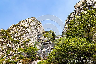 July 2017 - Denfeng, Henan, China - Sanhuang Basilica on the top of Songshan Mountain. Stock Photo