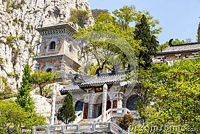 July 2017 - Denfeng, Henan, China - Sanhuang Basilica on the top of Songshan Mountain. Stock Photo