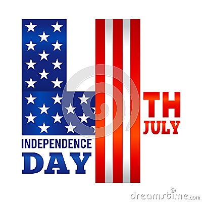 July Fourth American Independence Day Symbol Vector Illustration