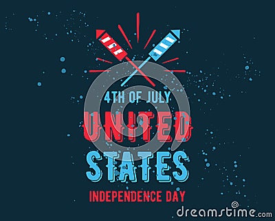 July fourth, United Stated independence day greeting. Vector Illustration