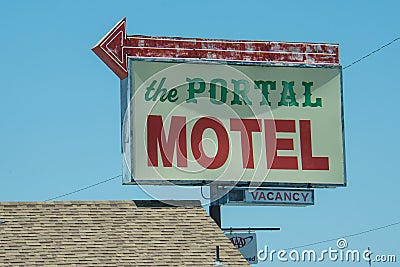 CALIFORNIA: Vintage motel sign for The Portal Motel Editorial Stock Photo