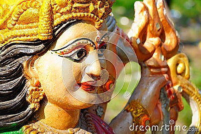 Navratri and durga pooja concept statue of Indian Goddess Sherawali Maa Sitting on Tiger Editorial Stock Photo