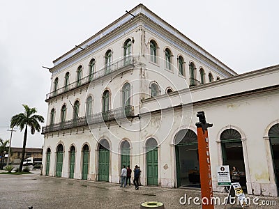 July 22, 2018, Santos, SÃ£o Paulo, Brazil, historic center, CasarÃ£o Valongo current Pele Museum. Editorial Stock Photo