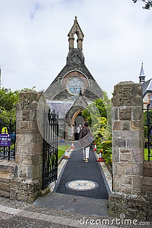 He small St Augustines Church of Ireland on derry`s Walls Editorial Stock Photo